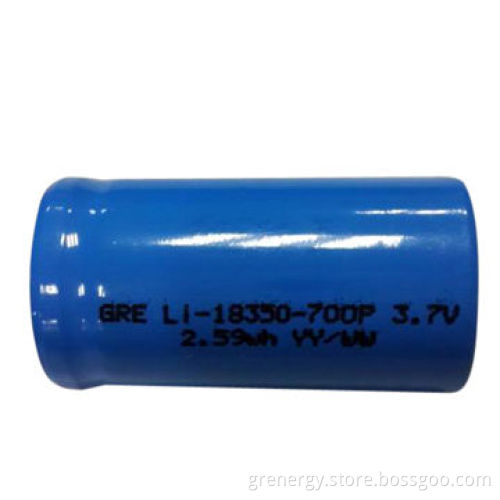 3.7V 700mAh Lithium-ion Battery, Cylindrical 18350, Flat Top, 10C Rate Electric Cigarette Battery